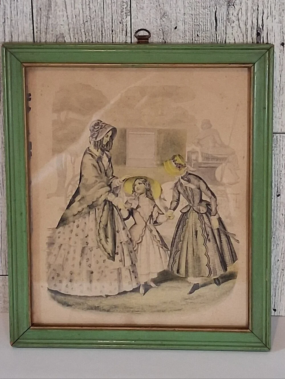 Vintage Godey's Lady's Book Hand-Colored Fashion Plate Print 1863